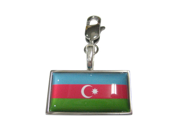 Thin Bordered Republic of Azerbaijan Flag Pendant Zipper Pull Charm