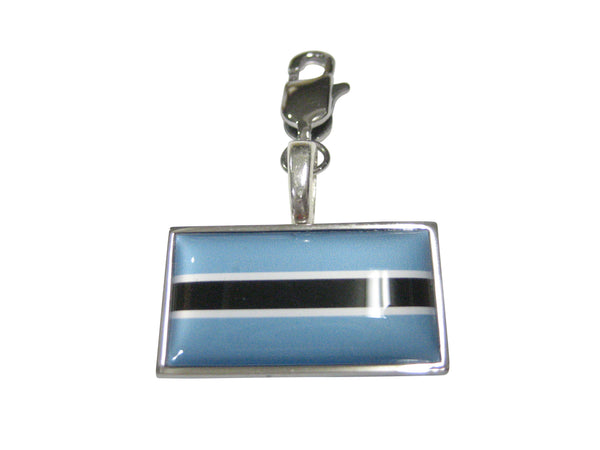 Thin Bordered Republic of Botswana Flag Pendant Zipper Pull Charm