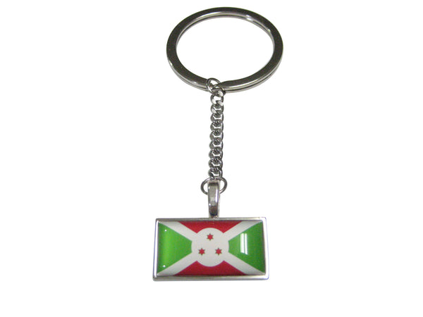 Thin Bordered Republic of Burundi Flag Pendant Keychain