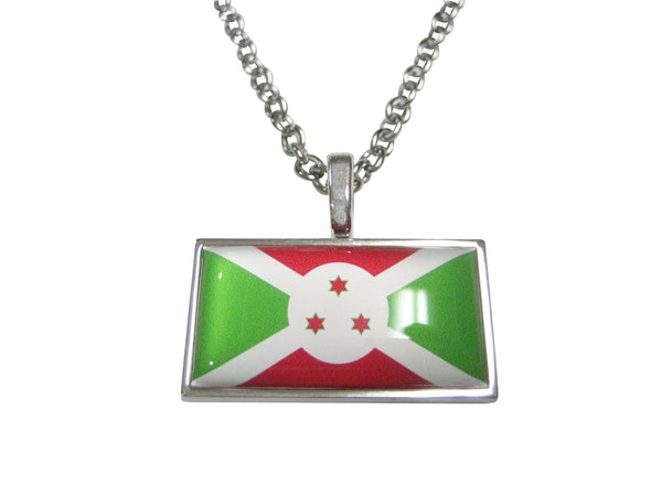 Thin Bordered Republic of Burundi Flag Pendant Necklace