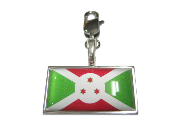 Thin Bordered Republic of Burundi Flag Pendant Zipper Pull Charm