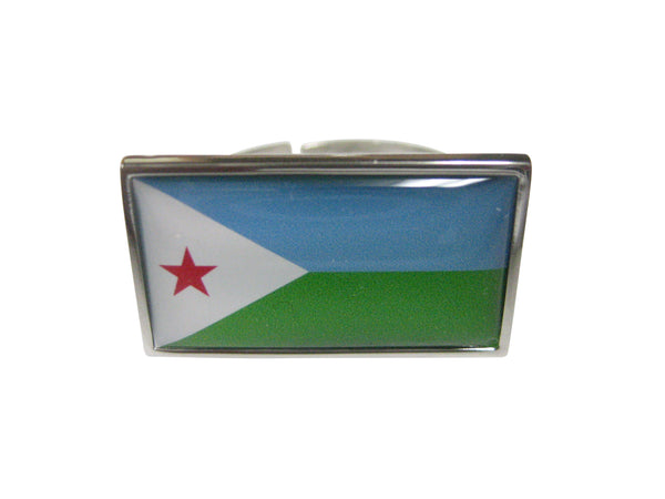 Thin Bordered Republic of Djibouti Flag Adjustable Size Fashion Ring