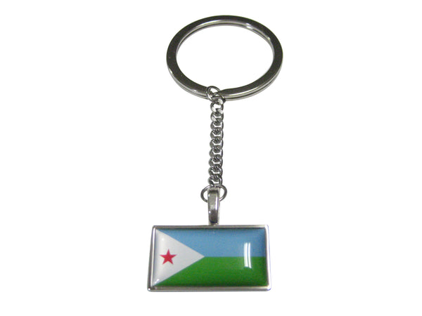 Thin Bordered Republic of Djibouti Flag Pendant Keychain