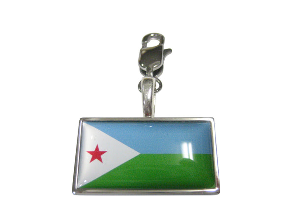Thin Bordered Republic of Djibouti Flag Pendant Zipper Pull Charm