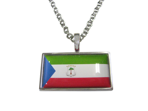 Thin Bordered Republic of Equatorial Guinea Flag Pendant Necklace