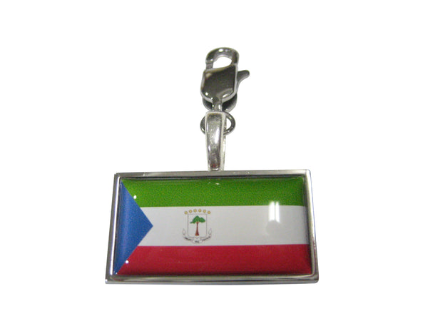 Thin Bordered Republic of Equatorial Guinea Flag Pendant Zipper Pull Charm