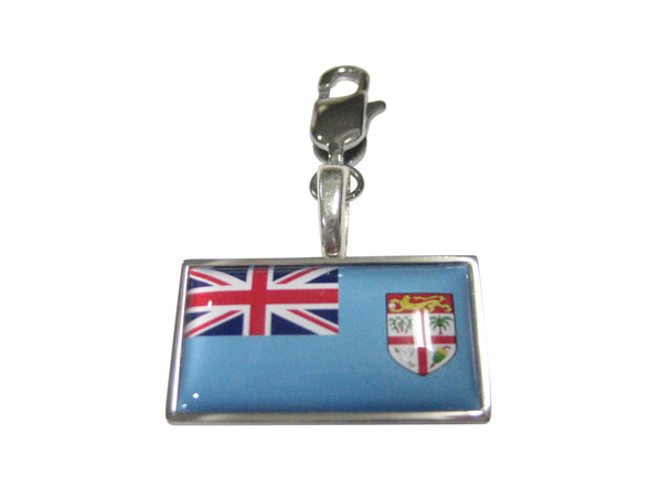 Thin Bordered Republic of Fiji Flag Pendant Zipper Pull Charm