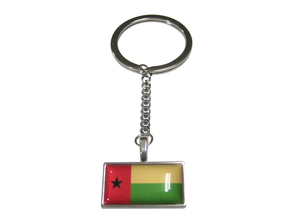 Thin Bordered Republic of Guinea-Bissau Flag Pendant Keychain