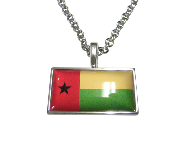 Thin Bordered Republic of Guinea-Bissau Flag Pendant Necklace
