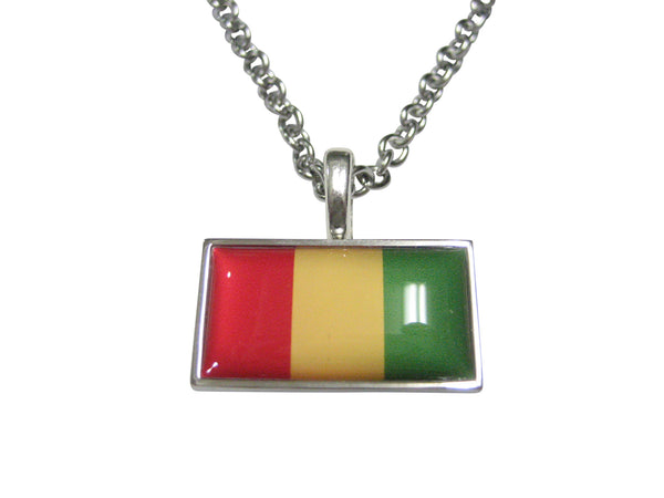 Thin Bordered Republic of Guinea Flag Pendant Necklace