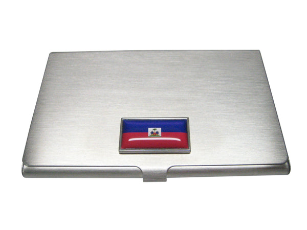 Thin Bordered Republic of Haiti Flag Business Card Holder