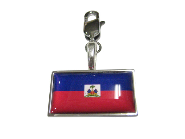 Thin Bordered Republic of Haiti Flag Pendant Zipper Pull Charm