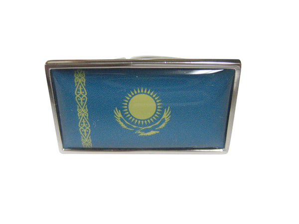 Thin Bordered Republic of Kazakhstan Flag Adjustable Size Fashion Ring