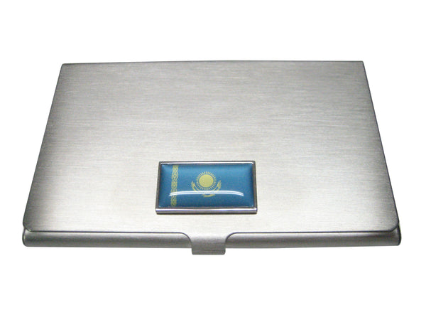 Thin Bordered Republic of Kazakhstan Flag Business Card Holder