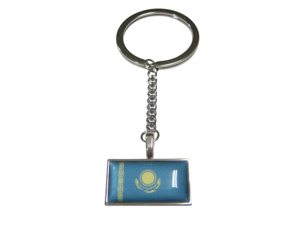 Thin Bordered Republic of Kazakhstan Flag Pendant Keychain