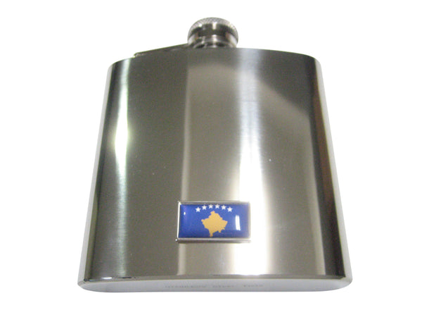 Thin Bordered Republic of Kosovo Flag 6oz Flask
