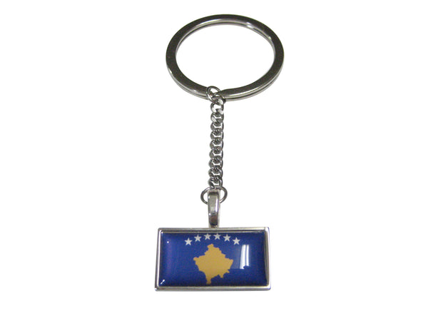 Thin Bordered Republic of Kosovo Flag Pendant Keychain
