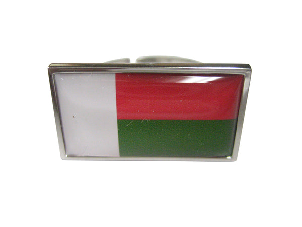 Thin Bordered Republic of Madagascar Flag Adjustable Size Fashion Ring