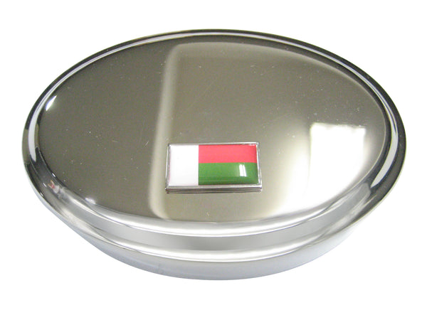 Thin Bordered Republic of Madagascar Flag Oval Trinket Jewelry Box