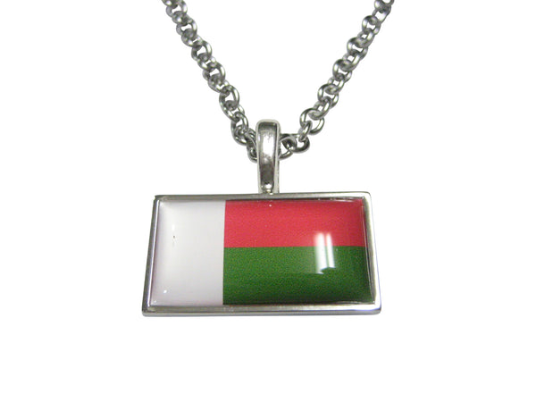 Thin Bordered Republic of Madagascar Flag Pendant Necklace
