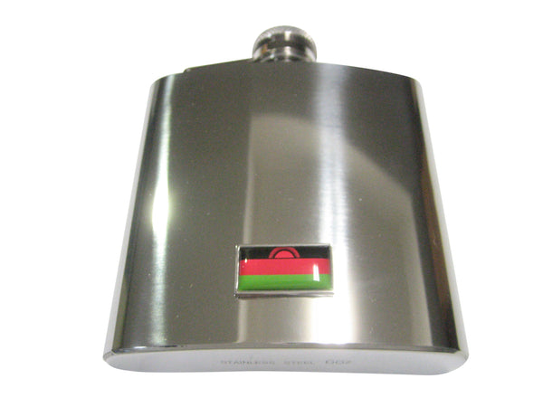 Thin Bordered Republic of Malawi Flag 6oz Flask