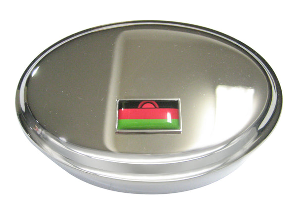 Thin Bordered Republic of Malawi Flag Oval Trinket Jewelry Box