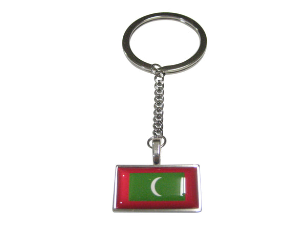 Thin Bordered Republic of Maldives Flag Pendant Keychain