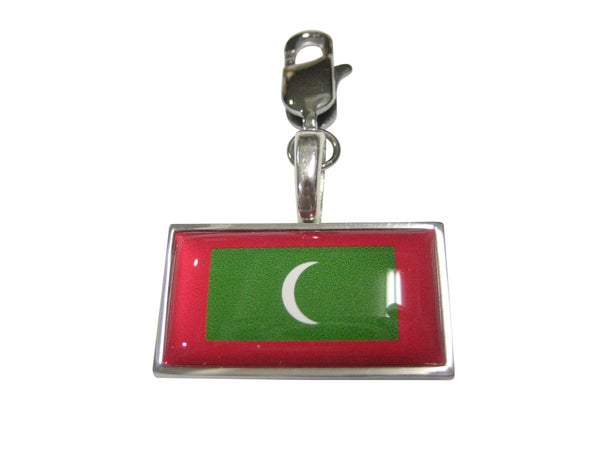 Thin Bordered Republic of Maldives Flag Pendant Zipper Pull Charm