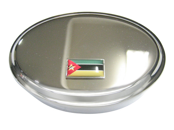 Thin Bordered Republic of Mozambique Flag Oval Trinket Jewelry Box