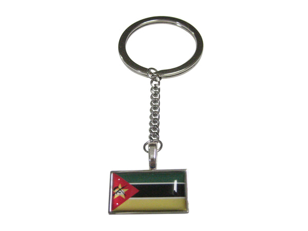 Thin Bordered Republic of Mozambique Flag Pendant Keychain