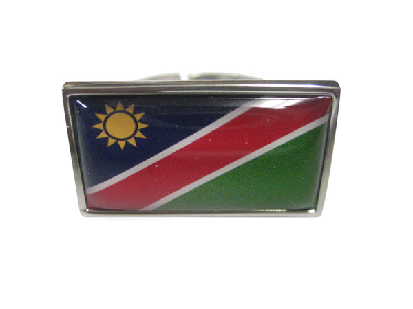 Thin Bordered Republic of Namibia Flag Adjustable Size Fashion Ring
