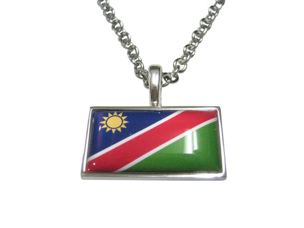 Thin Bordered Republic of Namibia Flag Pendant Necklace