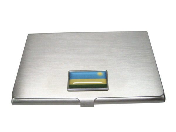 Thin Bordered Republic of Rwanda Flag Business Card Holder