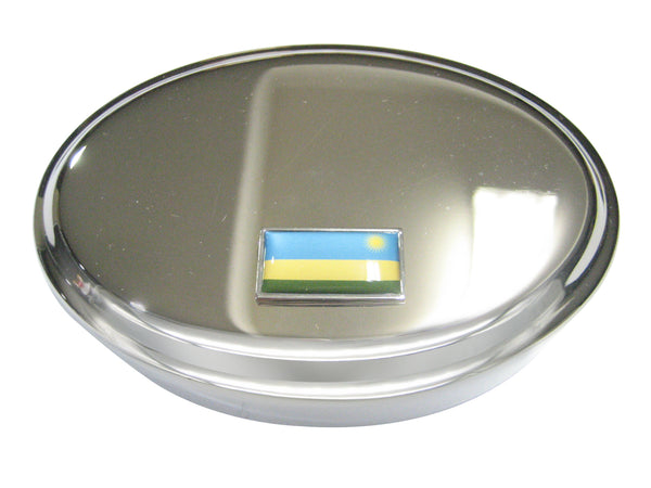 Thin Bordered Republic of Rwanda Flag Oval Trinket Jewelry Box