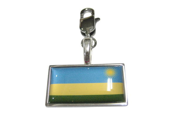 Thin Bordered Republic of Rwanda Flag Pendant Zipper Pull Charm