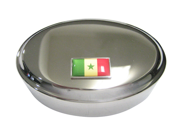 Thin Bordered Republic of Senegal Flag Oval Trinket Jewelry Box
