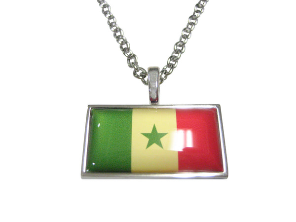 Thin Bordered Republic of Senegal Flag Pendant Necklace