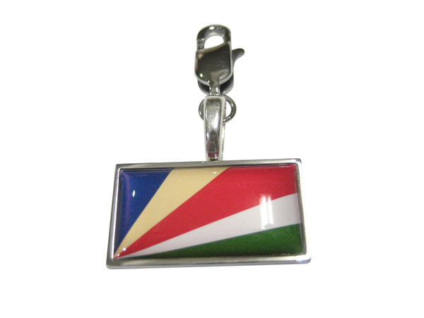 Thin Bordered Republic of Seychelles Flag Pendant Zipper Pull Charm
