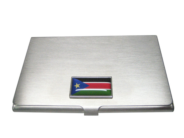 Thin Bordered Republic of South Sudan Flag Business Card Holder