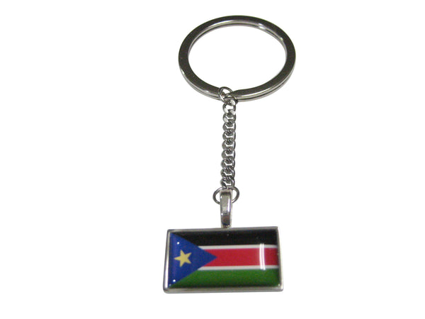 Thin Bordered Republic of South Sudan Flag Pendant Keychain