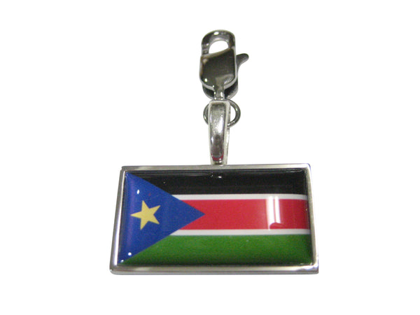 Thin Bordered Republic of South Sudan Flag Pendant Zipper Pull Charm