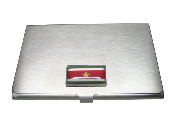 Thin Bordered Republic of Suriname Flag Business Card Holder