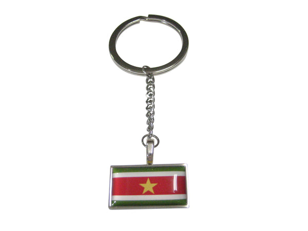 Thin Bordered Republic of Suriname Flag Pendant Keychain