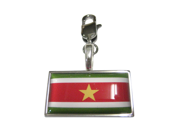 Thin Bordered Republic of Suriname Flag Pendant Zipper Pull Charm