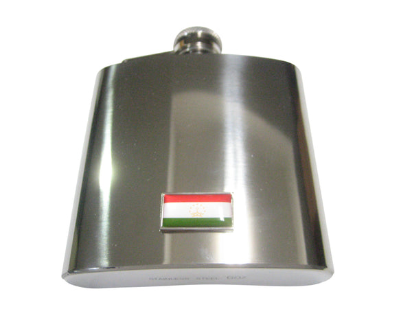 Thin Bordered Republic of Tajikistan Flag 6oz Flask