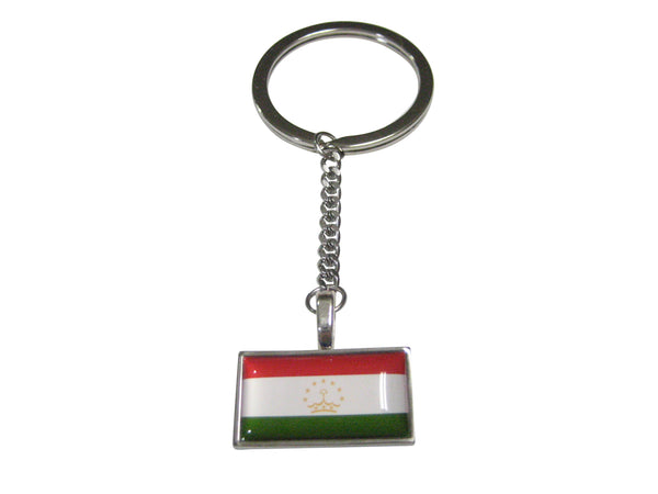Thin Bordered Republic of Tajikistan Flag Pendant Keychain