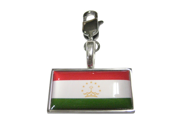 Thin Bordered Republic of Tajikistan Flag Pendant Zipper Pull Charm