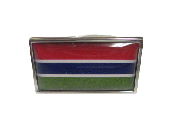 Thin Bordered Republic of The Gambia Flag Adjustable Size Fashion Ring
