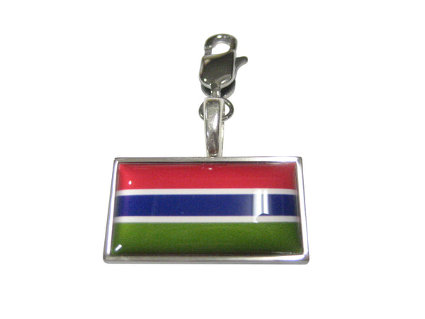 Thin Bordered Republic of The Gambia Flag Pendant Zipper Pull Charm