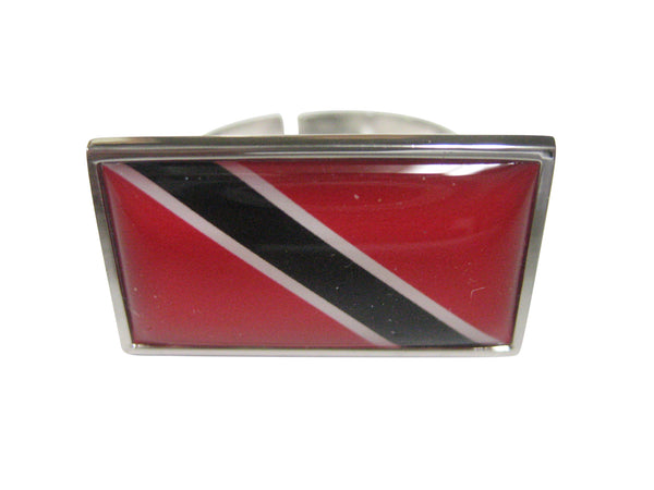 Thin Bordered Republic of Trinidad and Tobago Flag Adjustable Size Fashion Ring